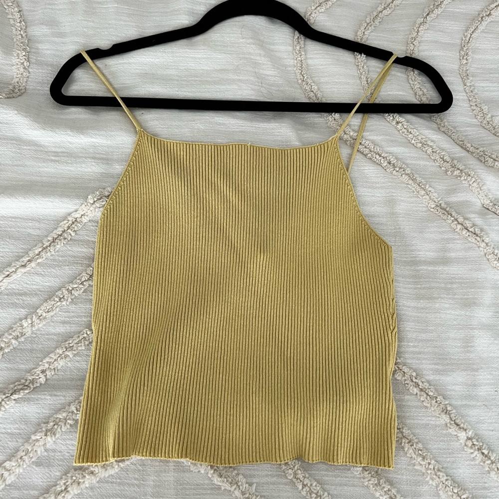 H&M Tan Ribbed Crop Camisole